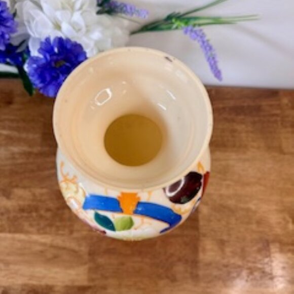 Vintage Hand Painted Floral Pedestal Vase Multicolour Ceramic Pottery‎ Decor - Picture 4 of 9